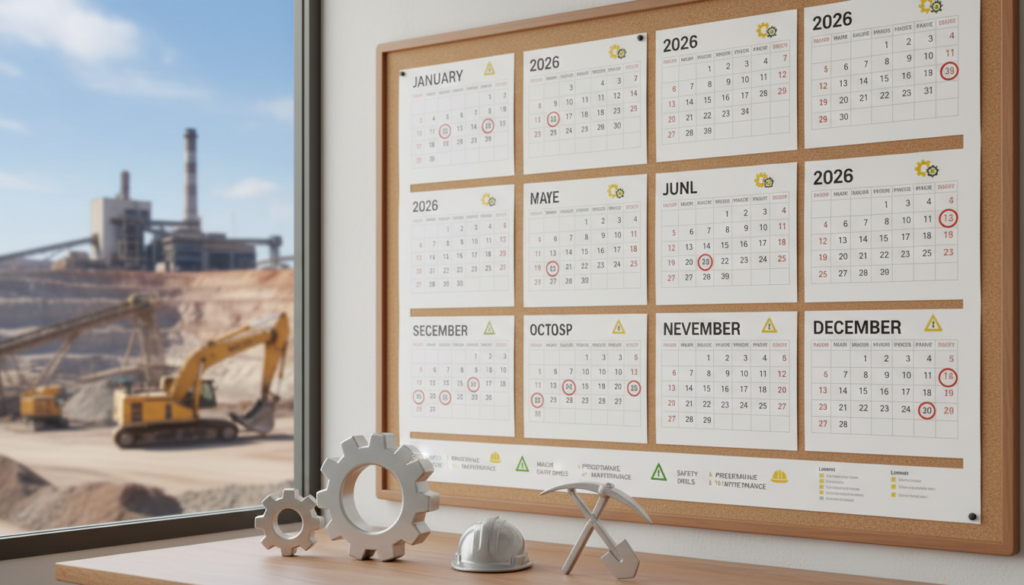 calendario de paradas de planta minería